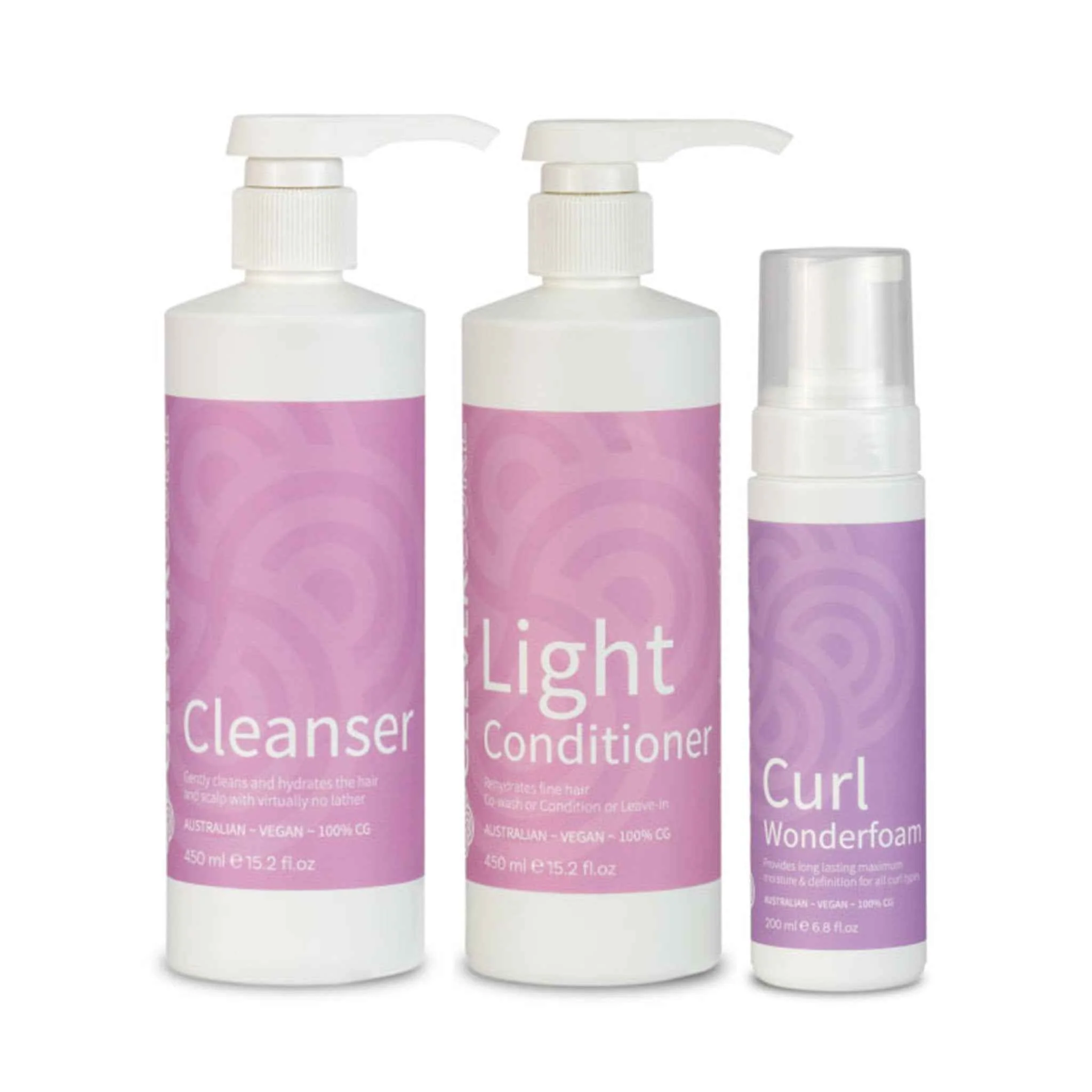 Clever Curl Cleanser, Light Conditioner and Wonderfoam Trio