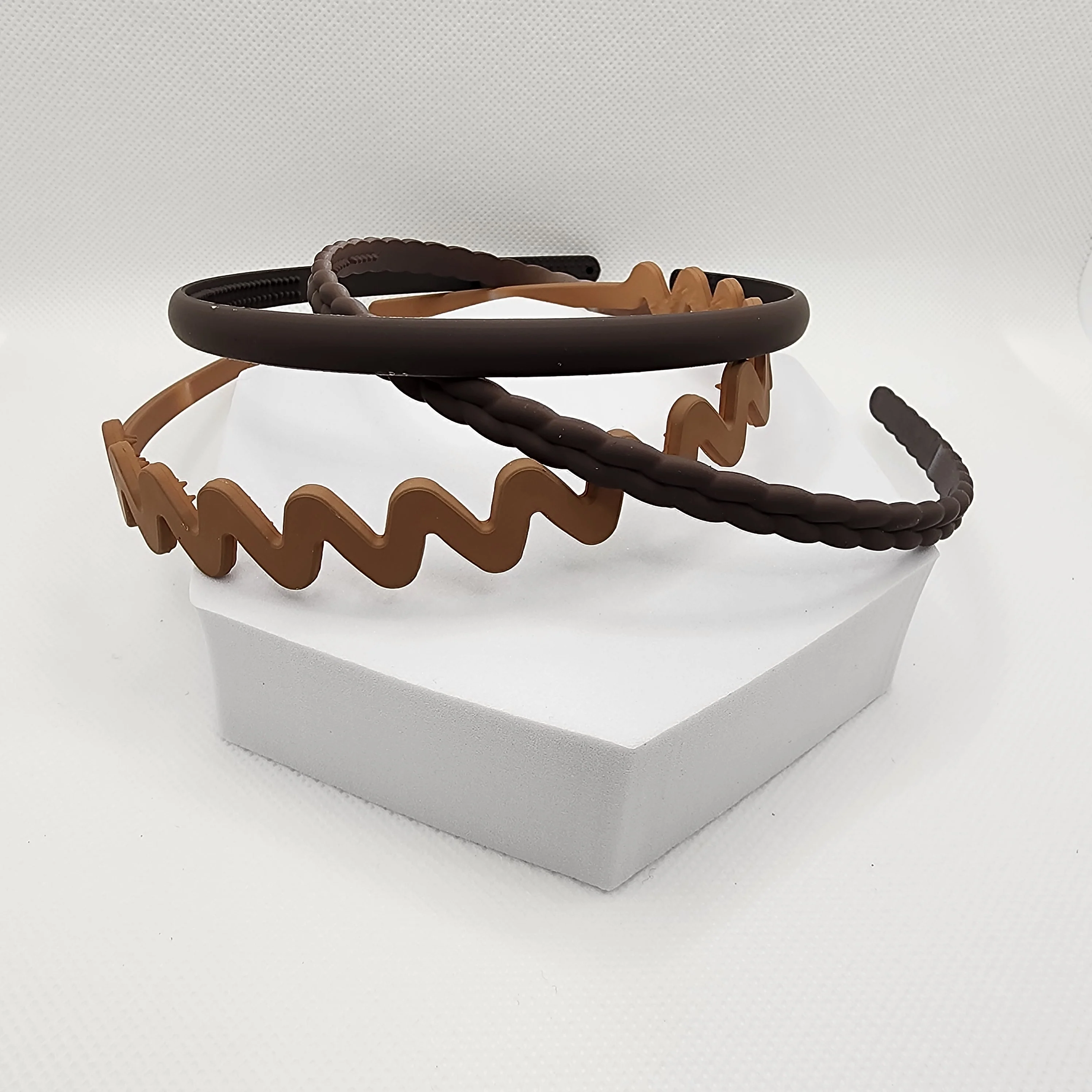 Coffee Matte Comb Headband Trio - Image 3
