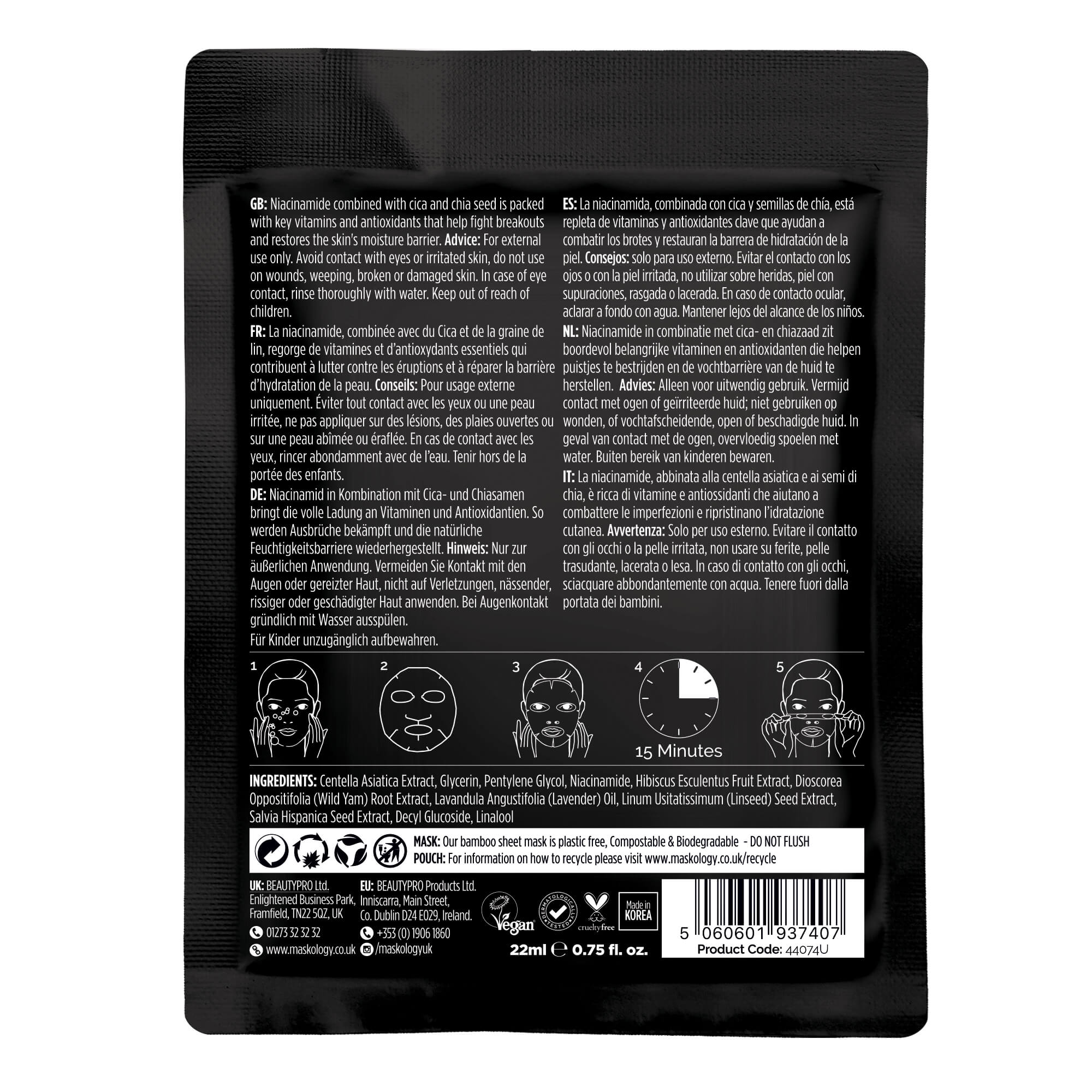 Maskology Niacinamide Professional Facial Sheet Mask - Image 4